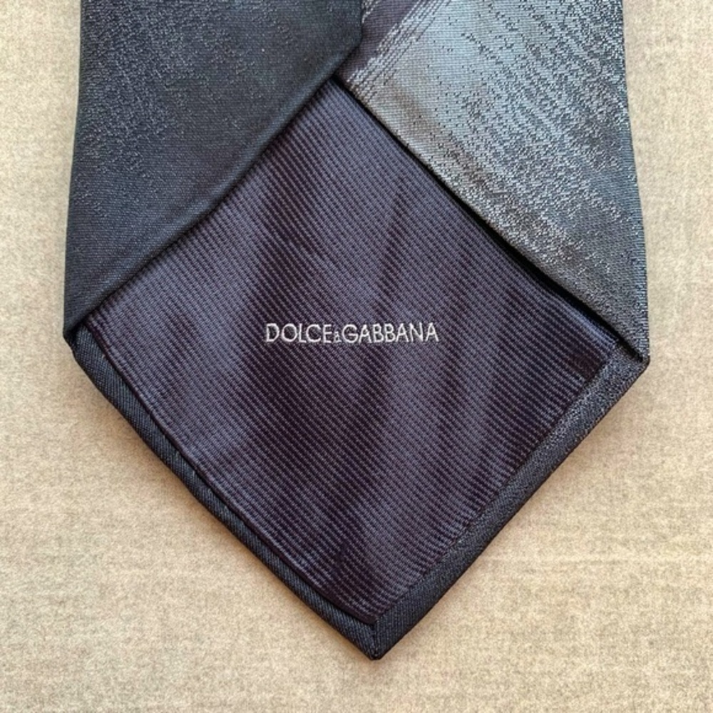 Dolce & Gabbana Gunmetal Grey & Black Silk Tie